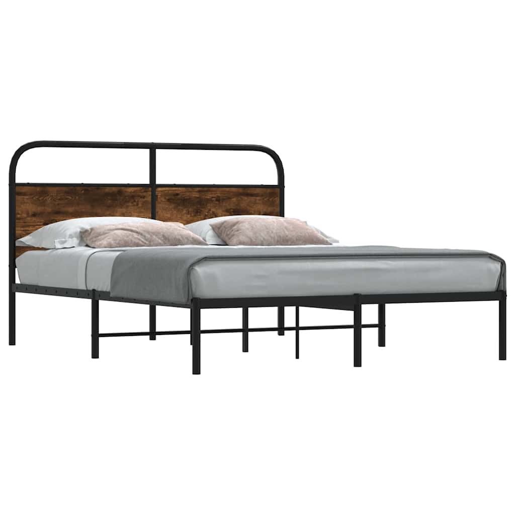 vidaXL Bedframe zonder matras bewerkt hout gerookt eiken 140x200 cm