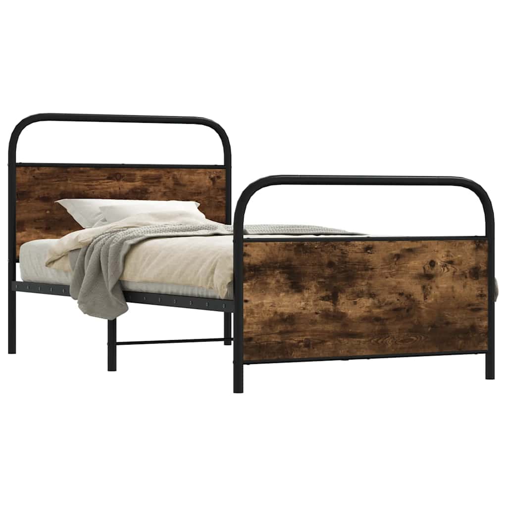 vidaXL Bedframe zonder matras bewerkt hout gerookt eiken 140x200 cm