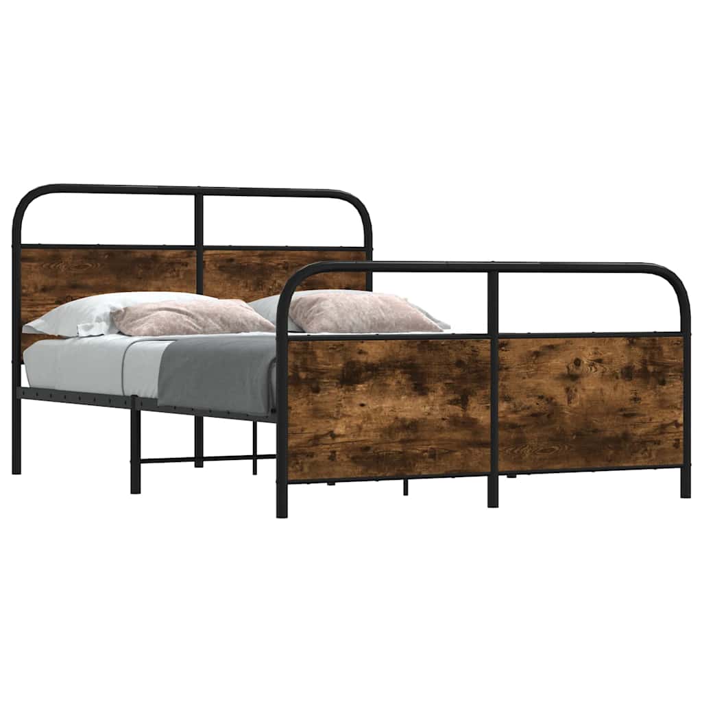 vidaXL Bedframe zonder matras bewerkt hout gerookt eiken 140x200 cm