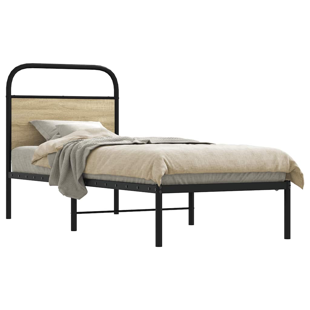 vidaXL Bedframe zonder matras bewerkt hout gerookt eiken 140x200 cm