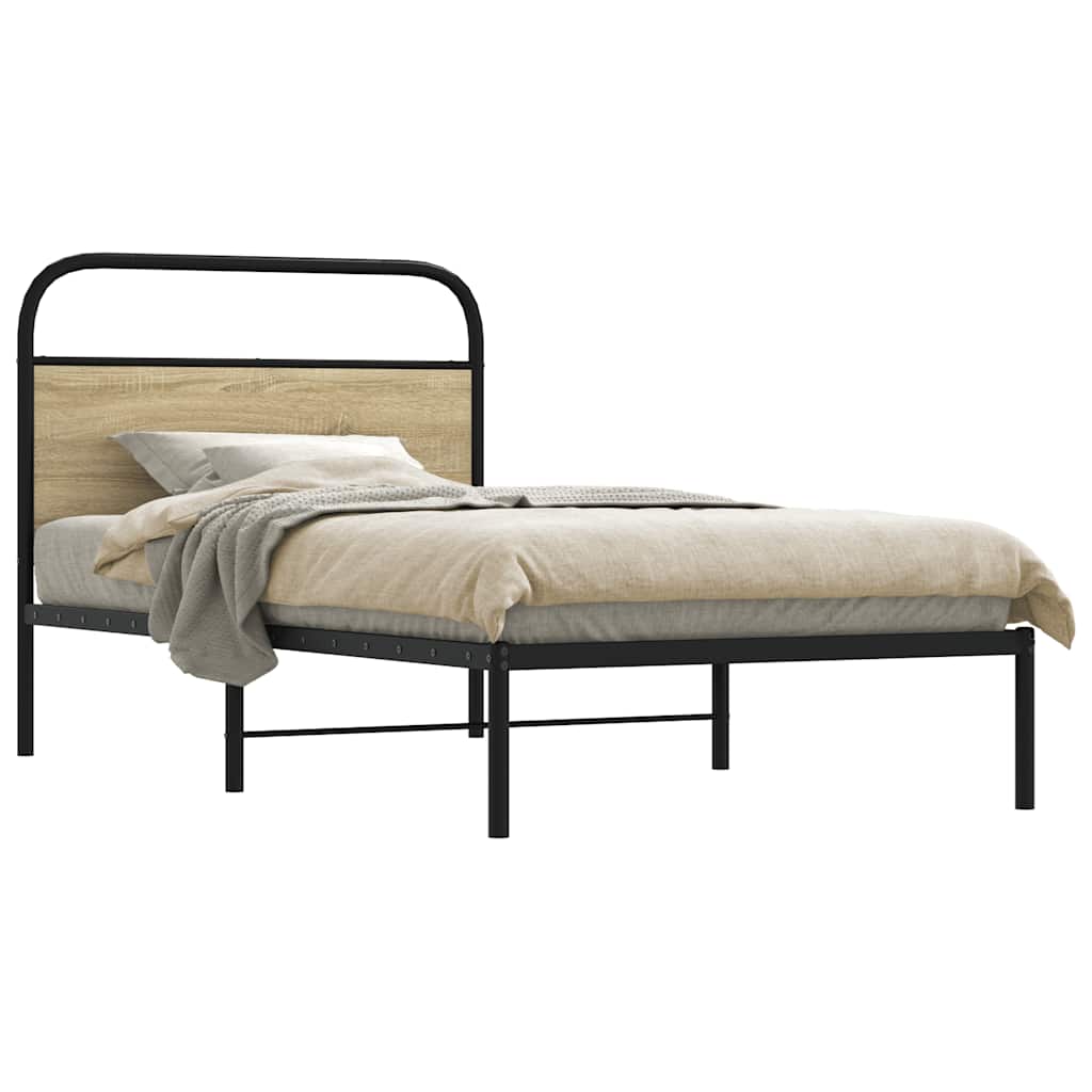 vidaXL Bedframe zonder matras bewerkt hout gerookt eiken 140x200 cm