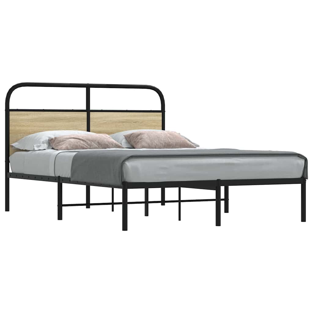 vidaXL Bedframe zonder matras bewerkt hout gerookt eiken 140x200 cm