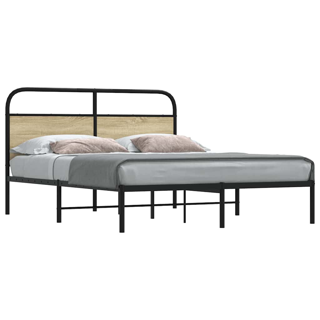 vidaXL Bedframe zonder matras bewerkt hout gerookt eiken 140x200 cm