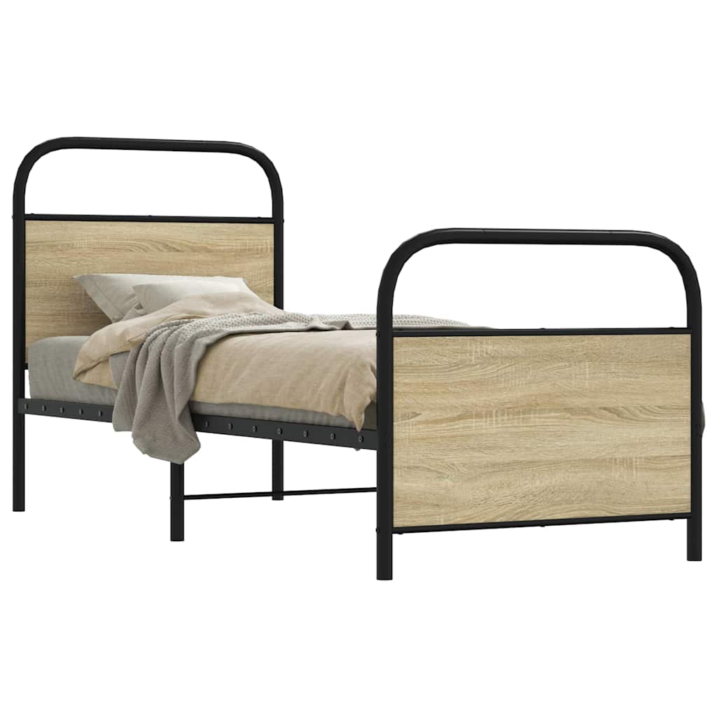 vidaXL Bedframe zonder matras bewerkt hout gerookt eiken 140x200 cm