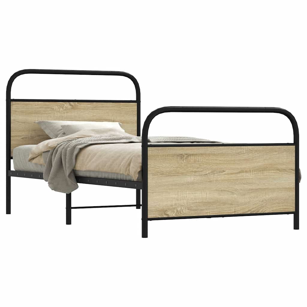 vidaXL Bedframe zonder matras bewerkt hout gerookt eiken 140x200 cm