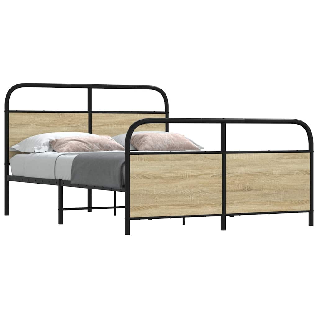 vidaXL Bedframe zonder matras bewerkt hout gerookt eiken 140x200 cm