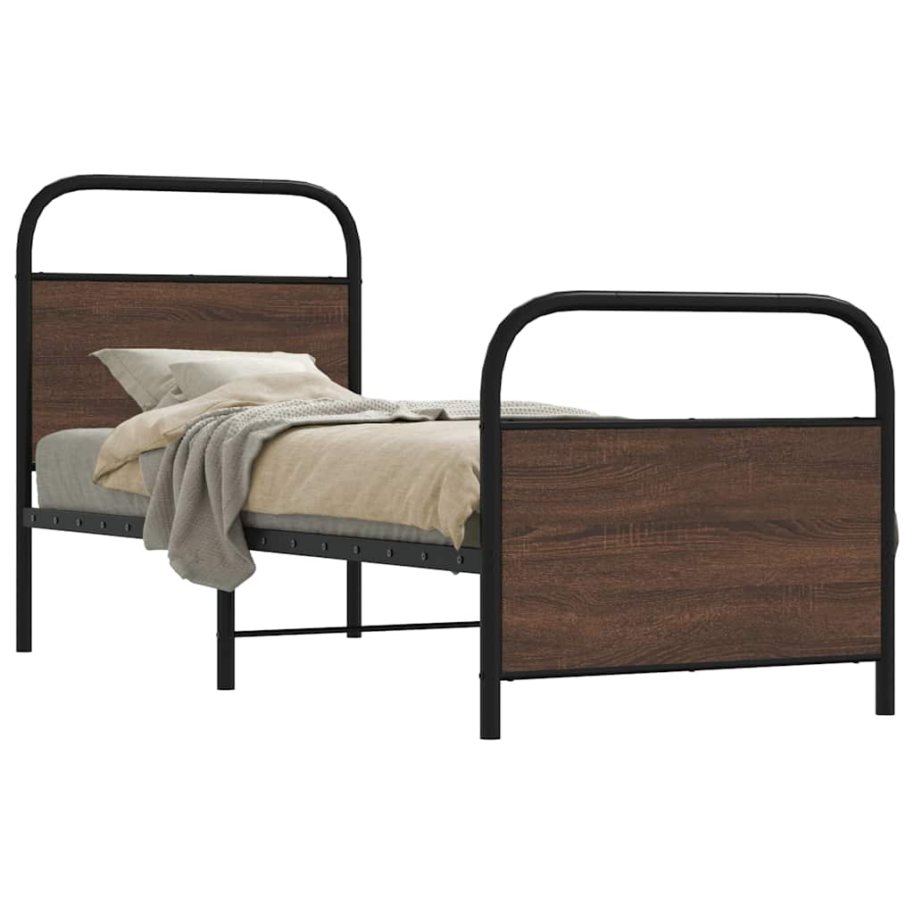 vidaXL Bedframe zonder matras bewerkt hout gerookt eiken 140x200 cm