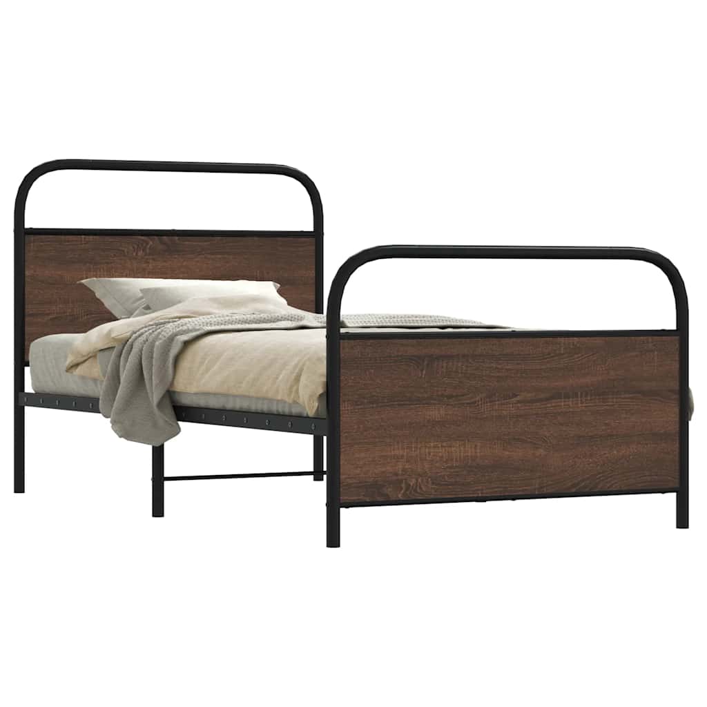 vidaXL Bedframe zonder matras bewerkt hout gerookt eiken 140x200 cm