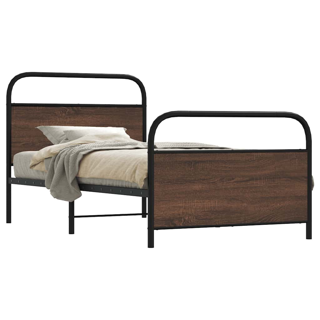 vidaXL Bedframe zonder matras bewerkt hout gerookt eiken 140x200 cm