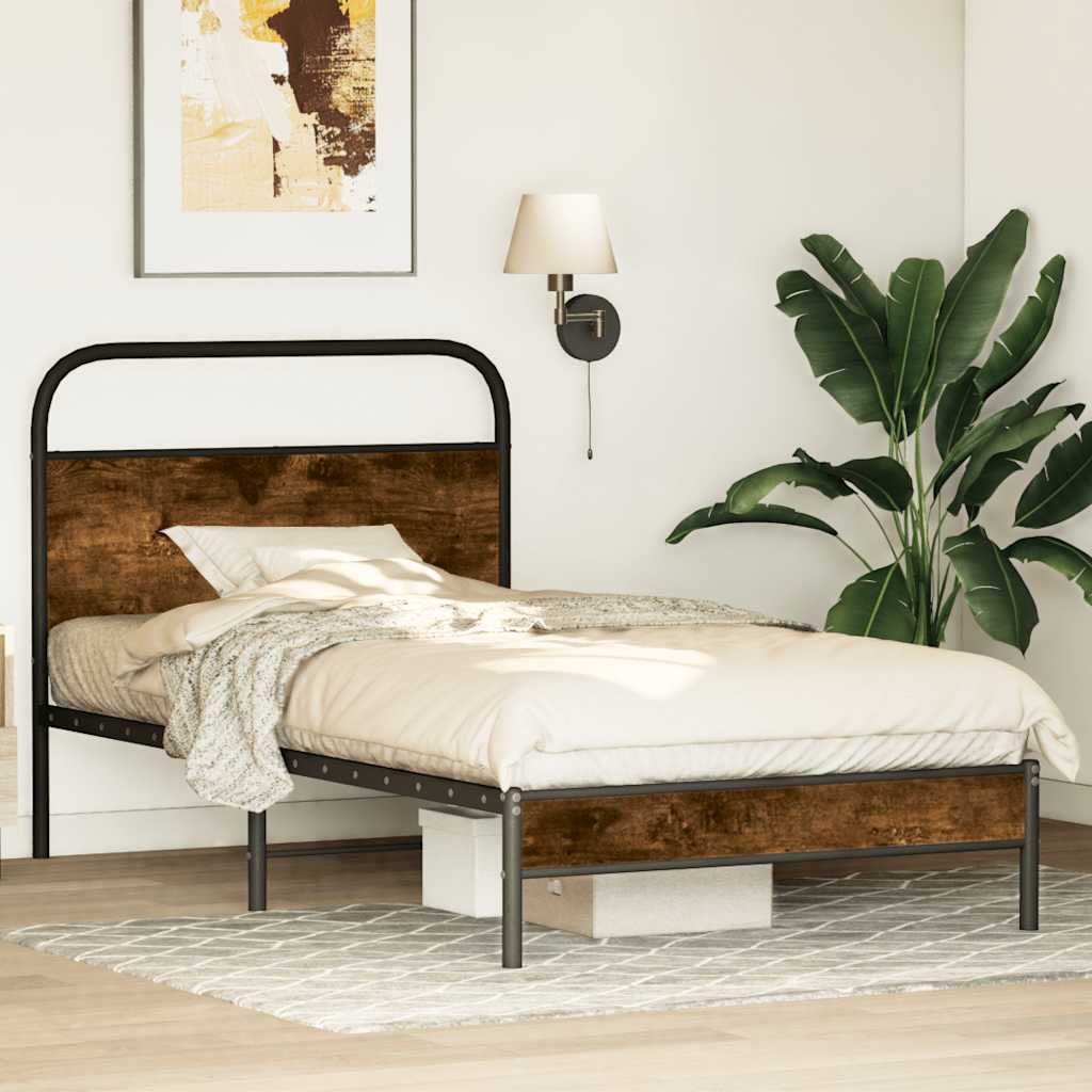 vidaXL Bedframe zonder matras bewerkt hout gerookt eiken 140x200 cm