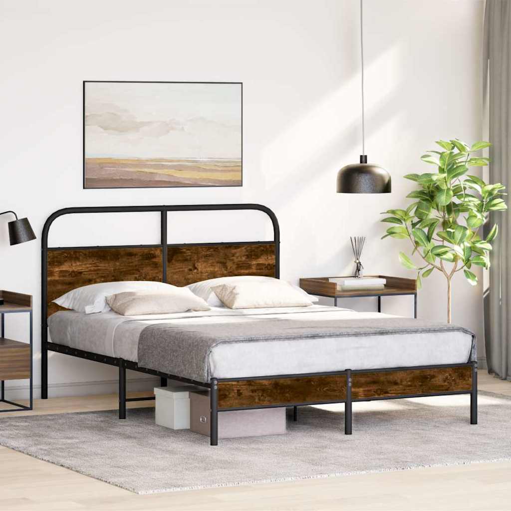 vidaXL Bedframe zonder matras bewerkt hout gerookt eiken 140x200 cm