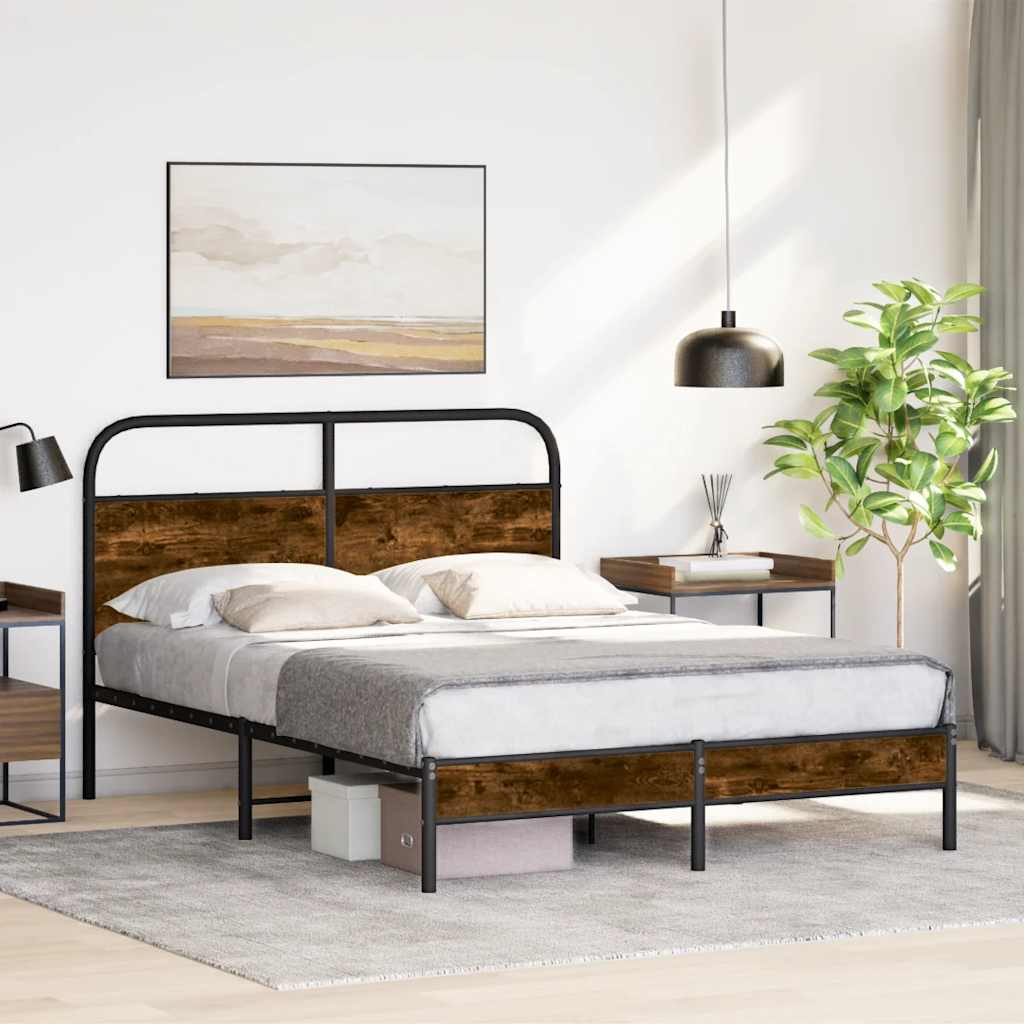 vidaXL Bedframe zonder matras bewerkt hout gerookt eiken 140x200 cm