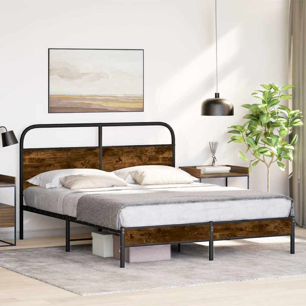 vidaXL Bedframe zonder matras bewerkt hout gerookt eiken 140x200 cm