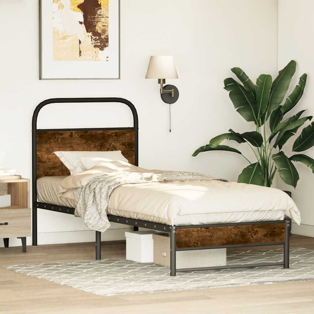 vidaXL Bedframe zonder matras bewerkt hout gerookt eiken 140x200 cm