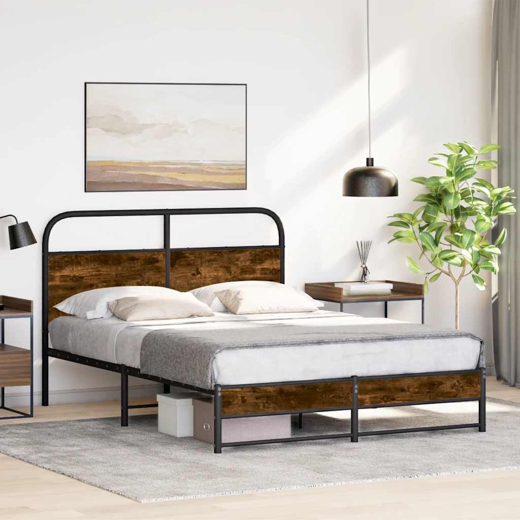 vidaXL Bedframe zonder matras bewerkt hout gerookt eiken 140x200 cm