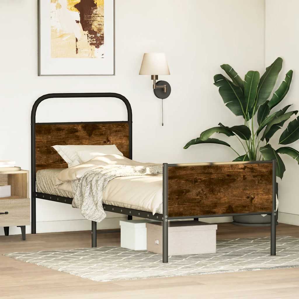 vidaXL Bedframe zonder matras bewerkt hout gerookt eiken 140x200 cm