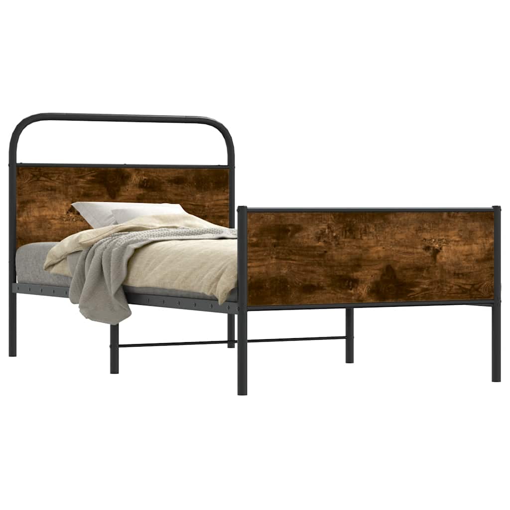 vidaXL Bedframe zonder matras bewerkt hout gerookt eiken 140x200 cm