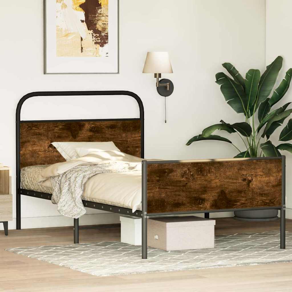 vidaXL Bedframe zonder matras bewerkt hout gerookt eiken 140x200 cm
