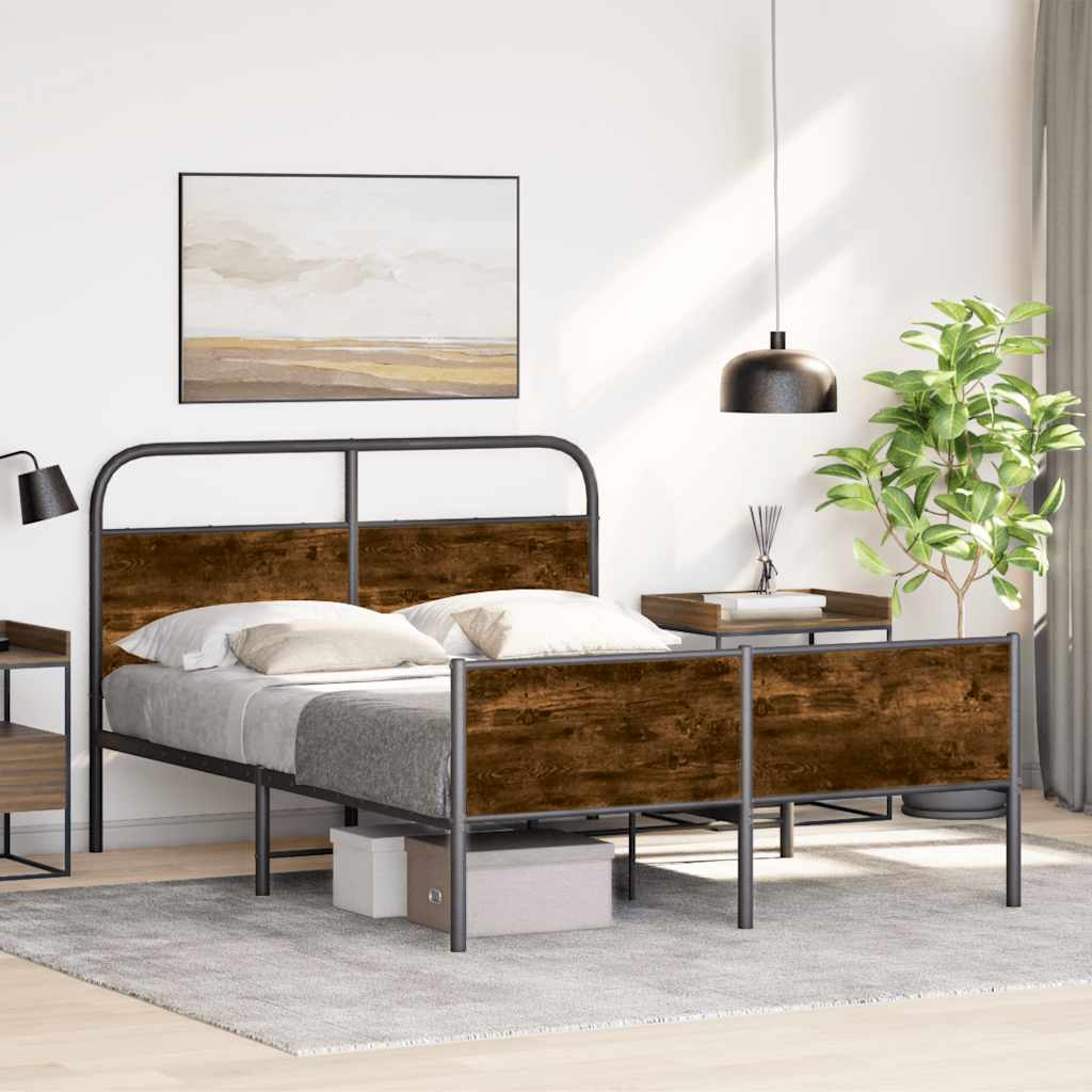 vidaXL Bedframe zonder matras bewerkt hout gerookt eiken 140x200 cm