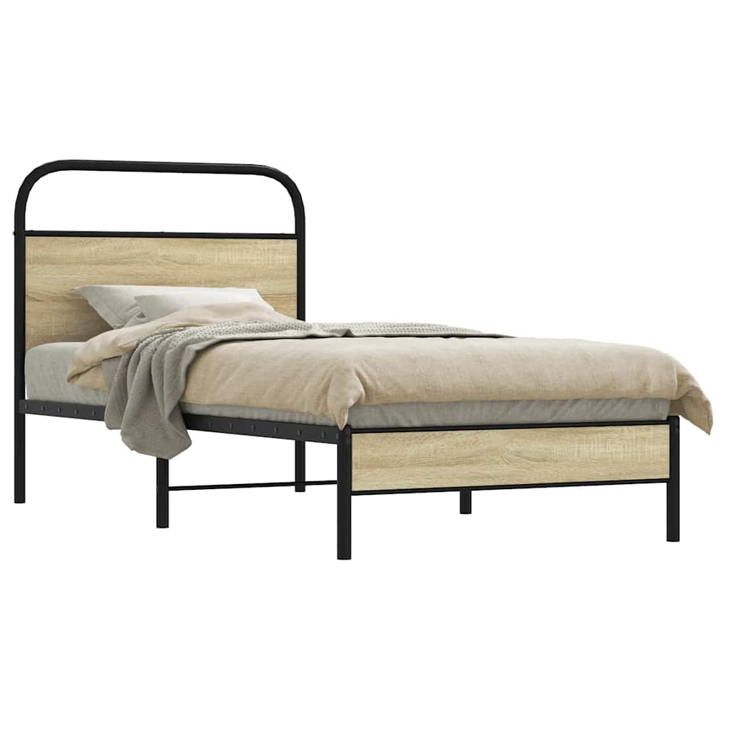 vidaXL Bedframe zonder matras bewerkt hout gerookt eiken 140x200 cm