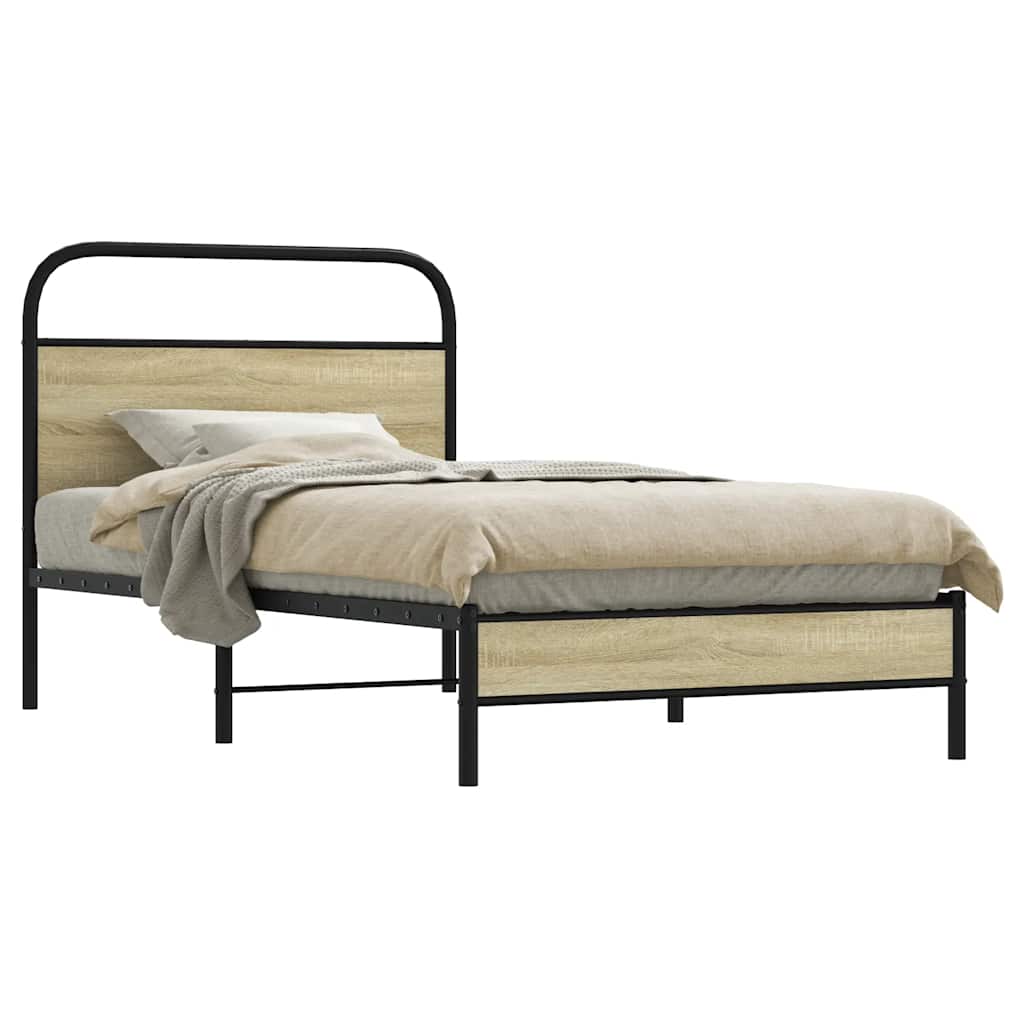 vidaXL Bedframe zonder matras bewerkt hout gerookt eiken 140x200 cm