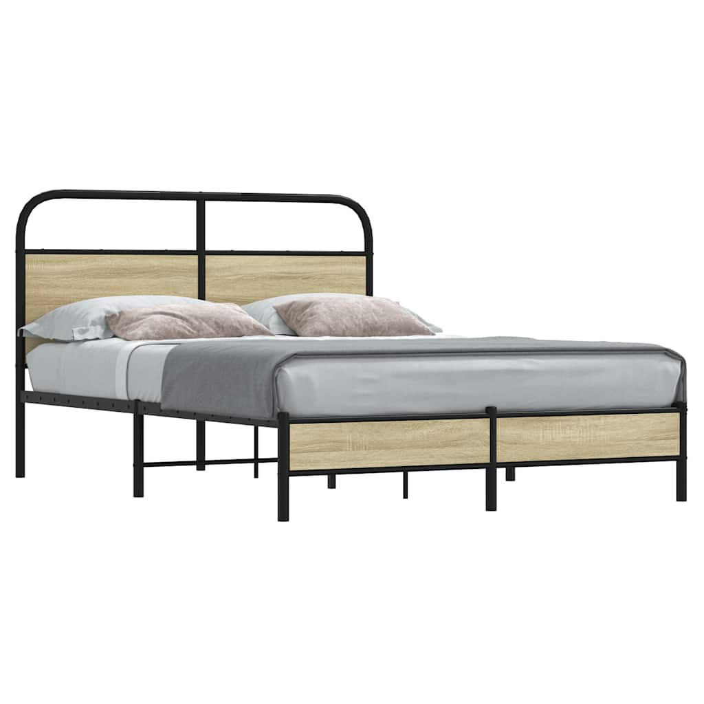 vidaXL Bedframe zonder matras bewerkt hout gerookt eiken 140x200 cm