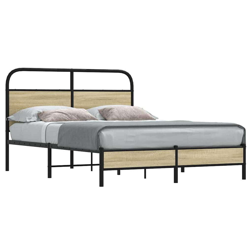 vidaXL Bedframe zonder matras bewerkt hout gerookt eiken 140x200 cm