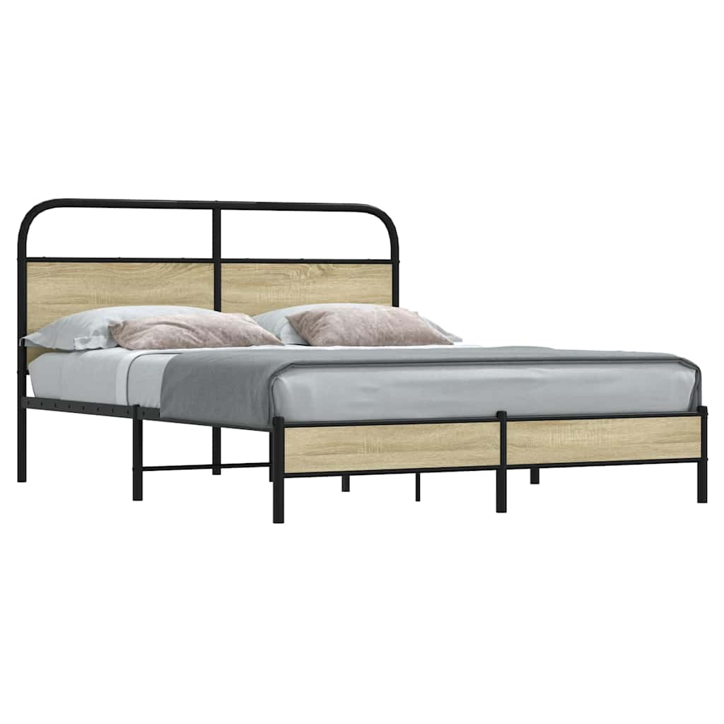 vidaXL Bedframe zonder matras bewerkt hout gerookt eiken 140x200 cm