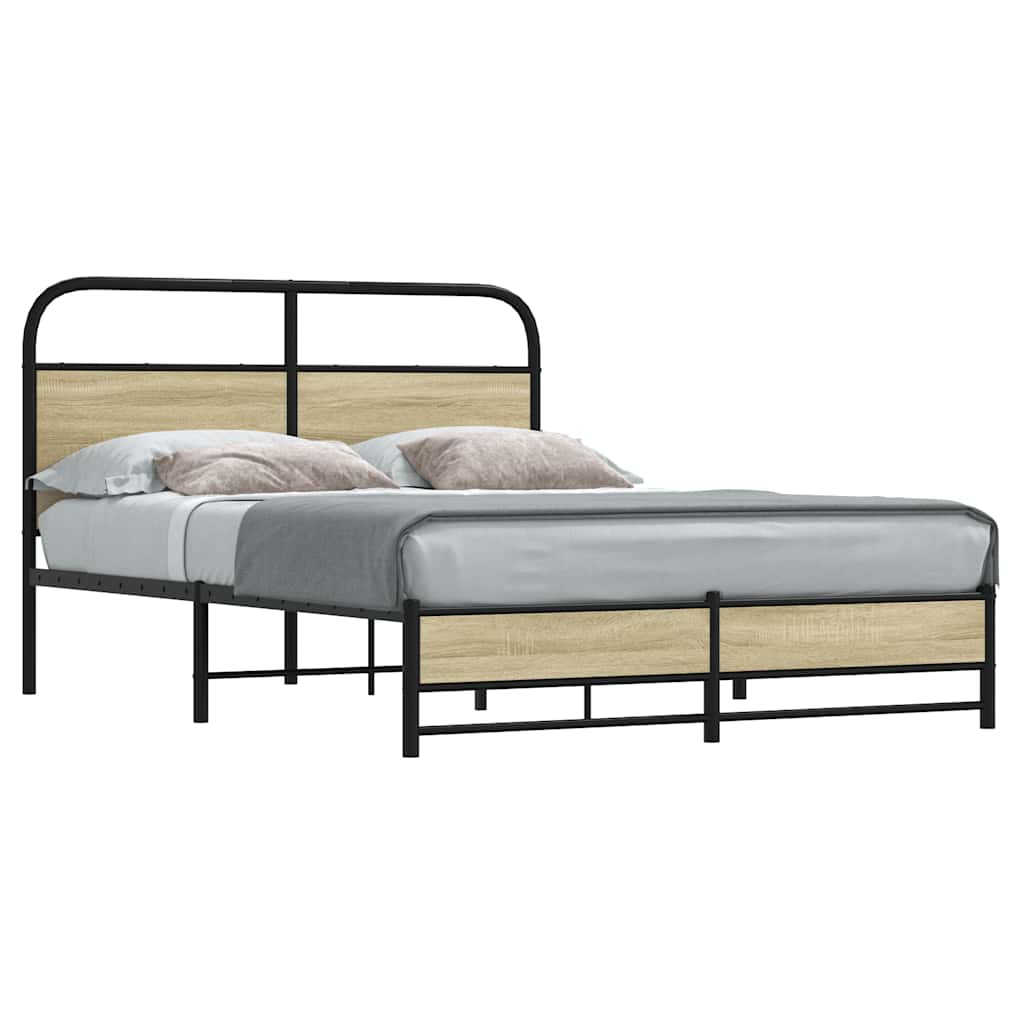 vidaXL Bedframe zonder matras bewerkt hout gerookt eiken 140x200 cm