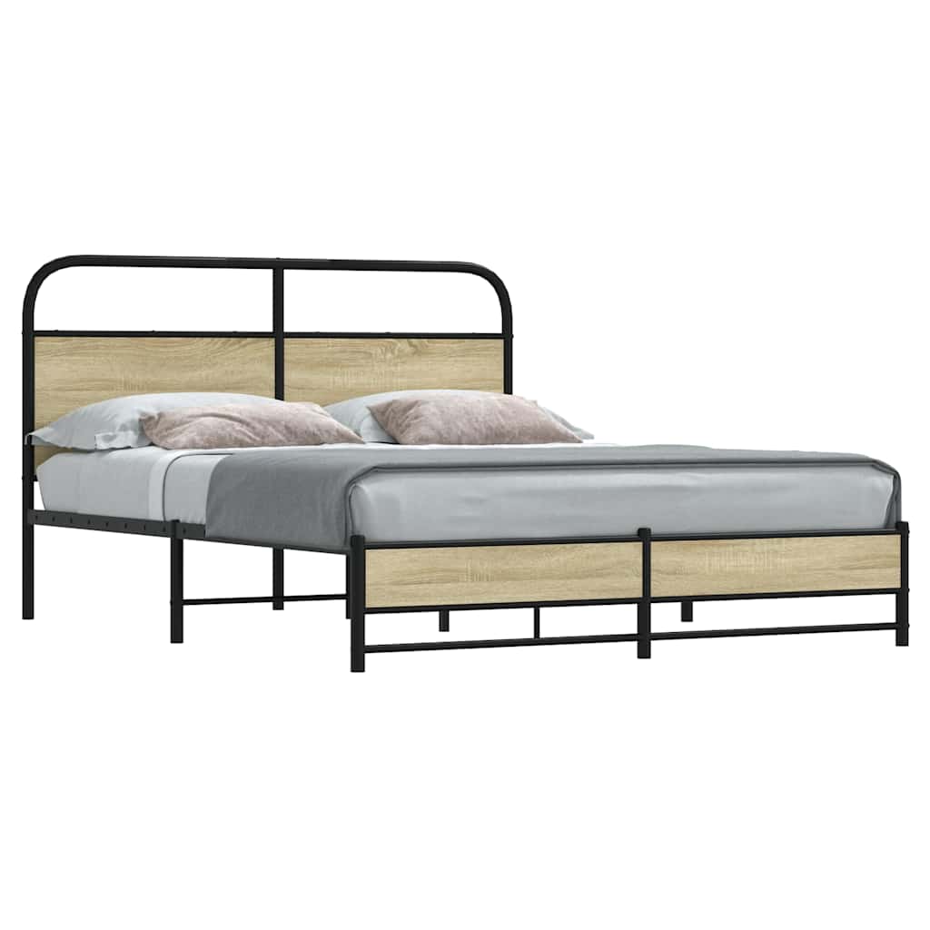 vidaXL Bedframe zonder matras bewerkt hout gerookt eiken 140x200 cm