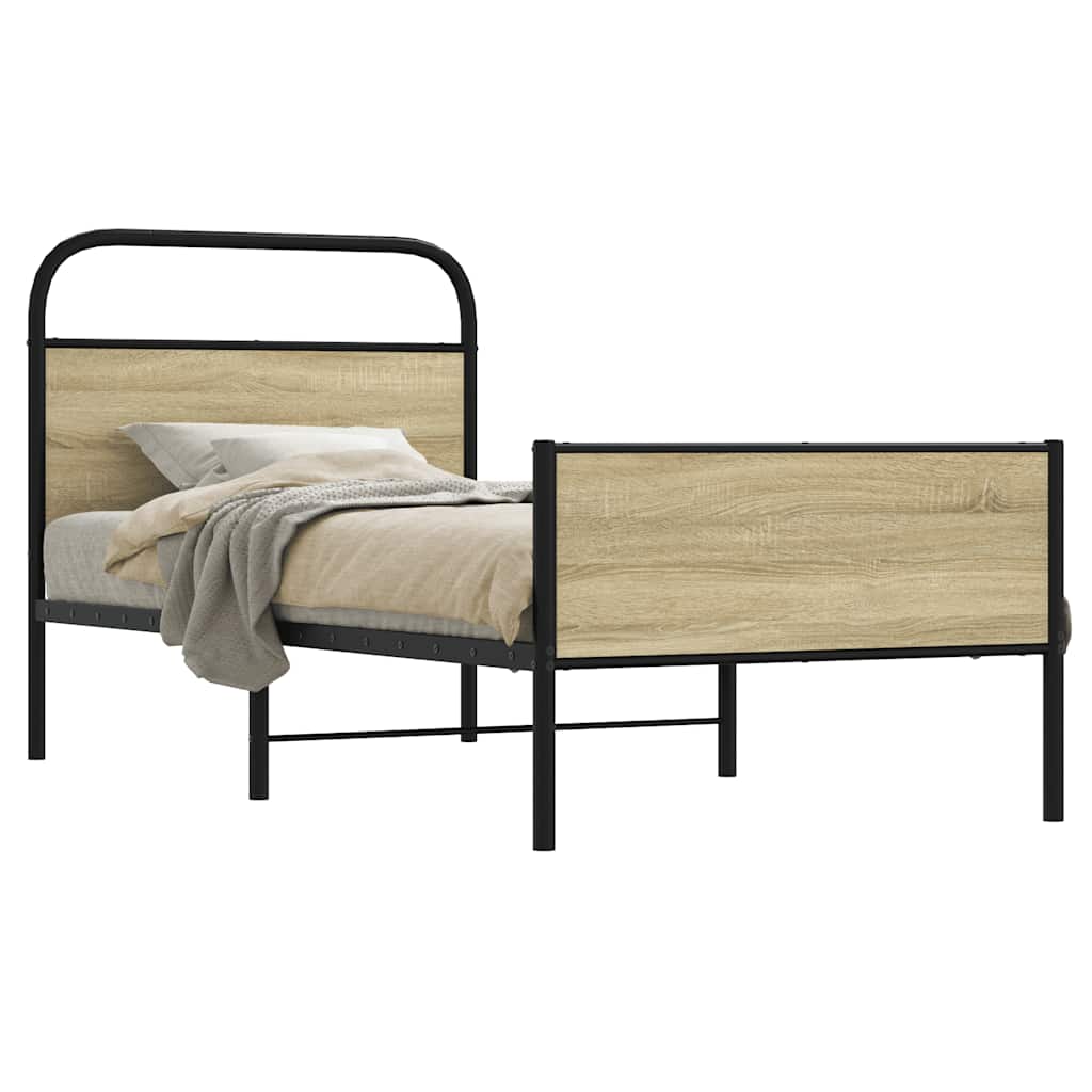 vidaXL Bedframe zonder matras bewerkt hout gerookt eiken 140x200 cm