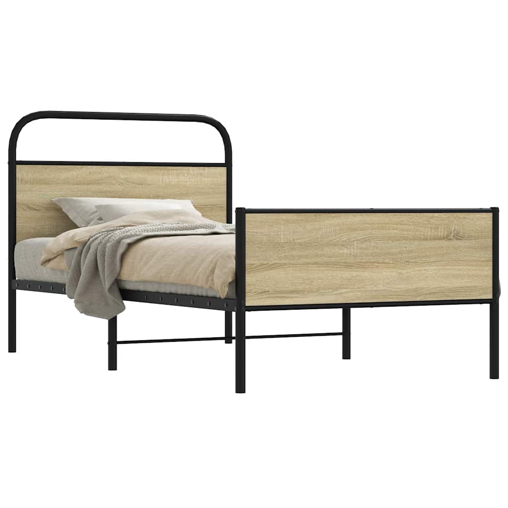 vidaXL Bedframe zonder matras bewerkt hout gerookt eiken 140x200 cm