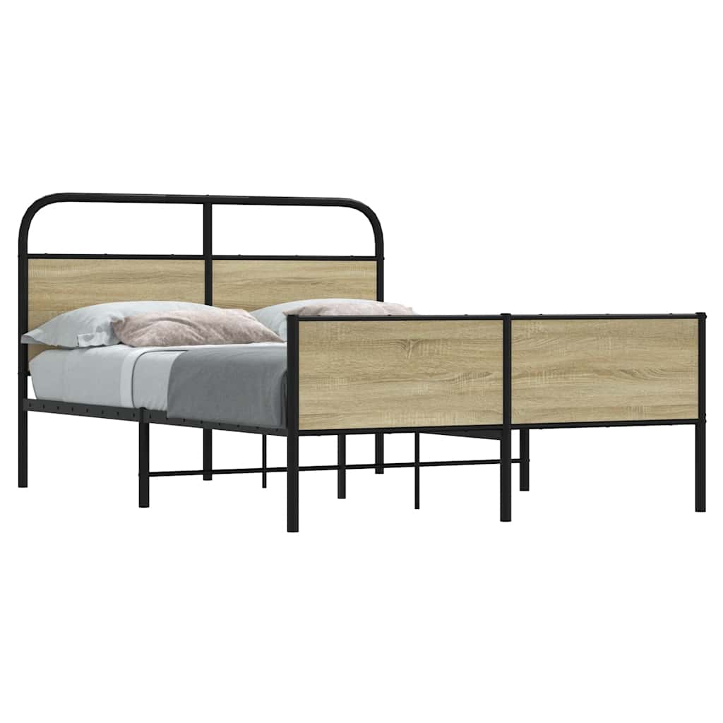 vidaXL Bedframe zonder matras bewerkt hout gerookt eiken 140x200 cm