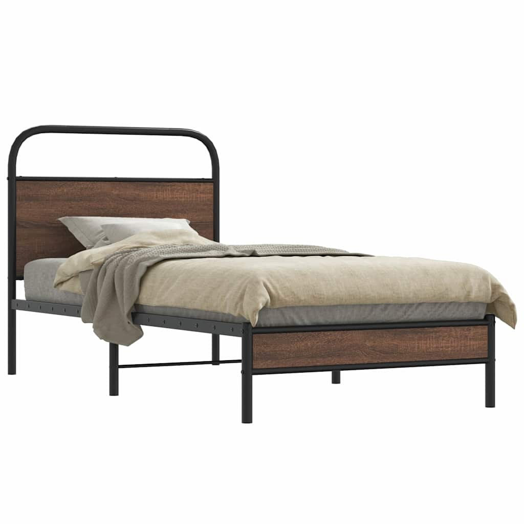vidaXL Bedframe zonder matras bewerkt hout gerookt eiken 140x200 cm