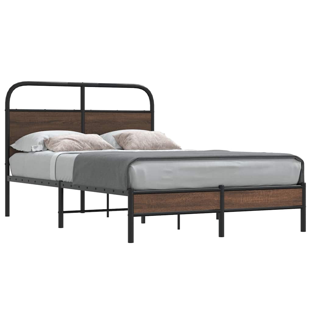 vidaXL Bedframe zonder matras bewerkt hout gerookt eiken 140x200 cm