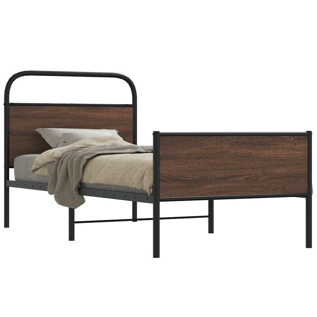 vidaXL Bedframe zonder matras bewerkt hout gerookt eiken 140x200 cm