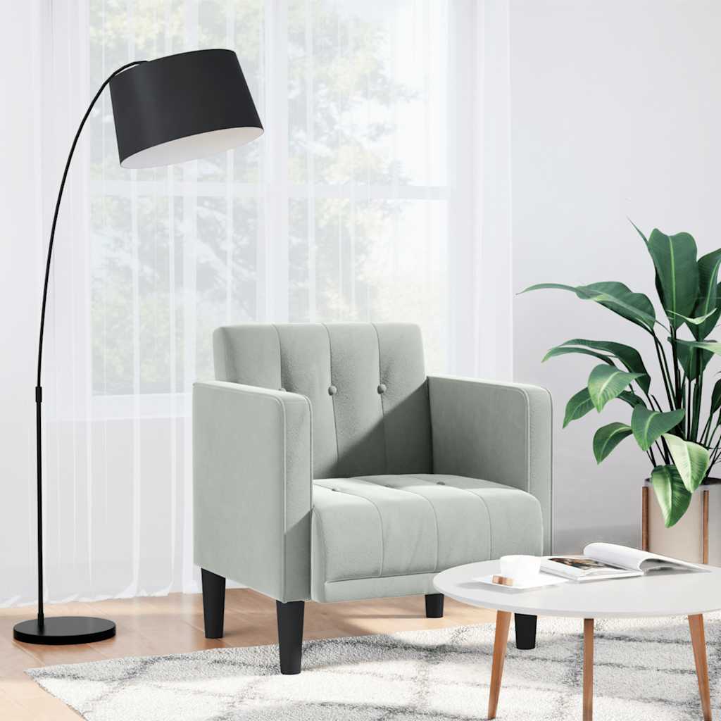 vidaXL Fauteuil met armleuningen Lichtgrijs 53 cm Fluweel