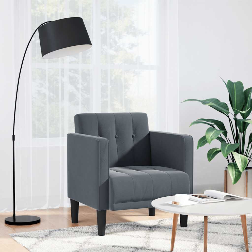 vidaXL Fauteuil met armleuningen Lichtgrijs 53 cm Fluweel