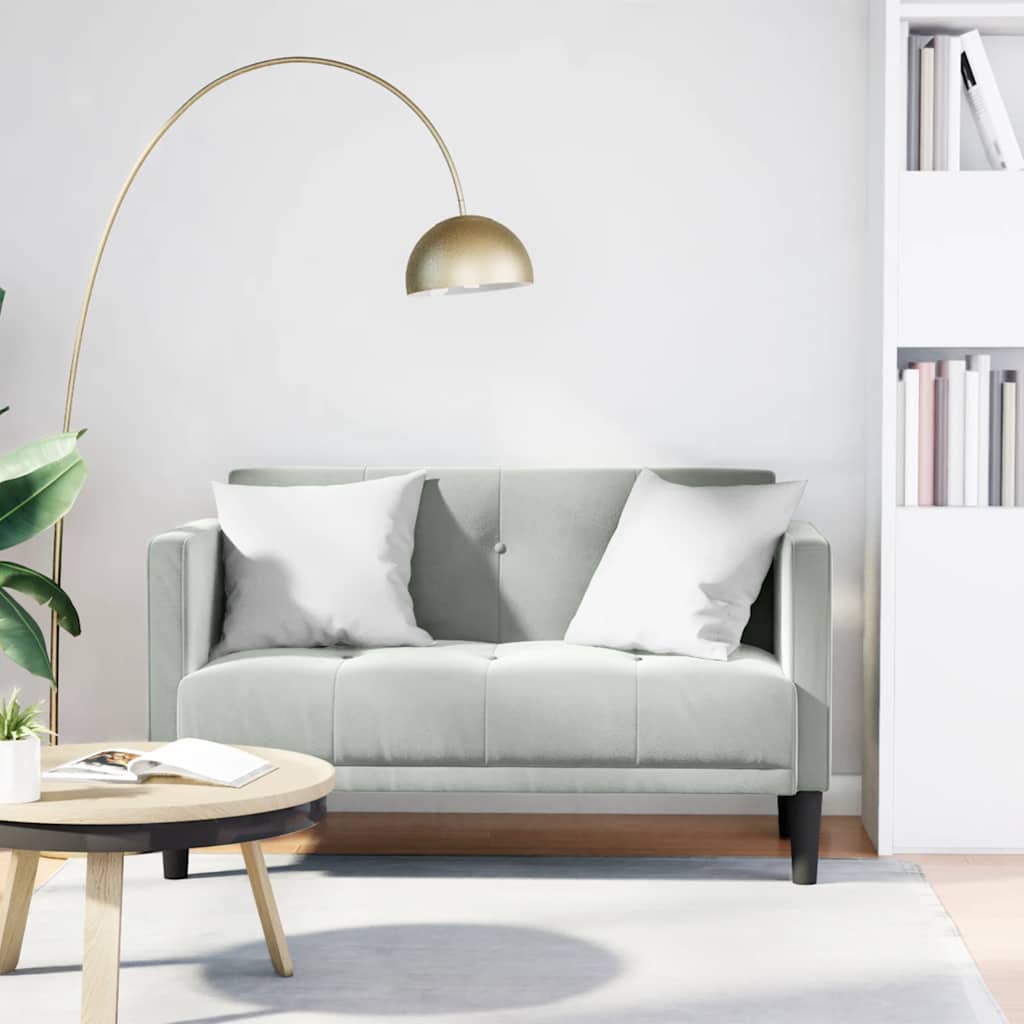 vidaXL Loveseat bank lichtgrijs 111 cm fluweel