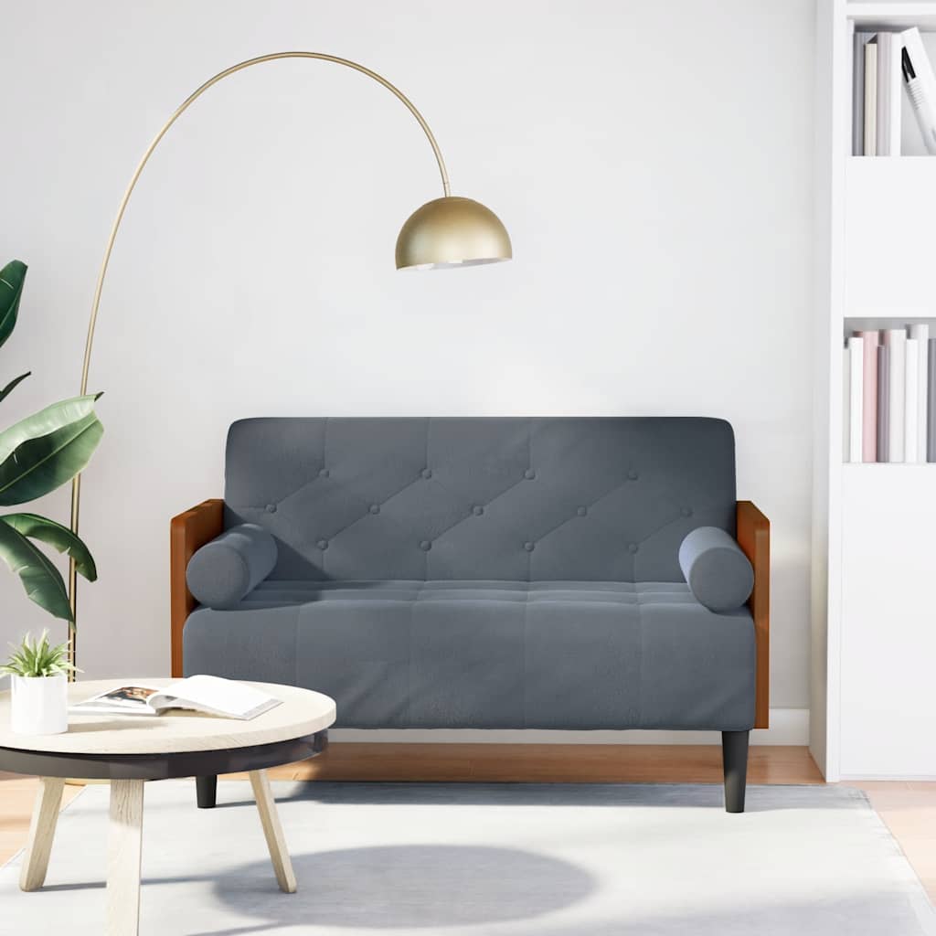 vidaXL Loveseat bank met bolsters kussens lichtgrijs 110 cm fluweel