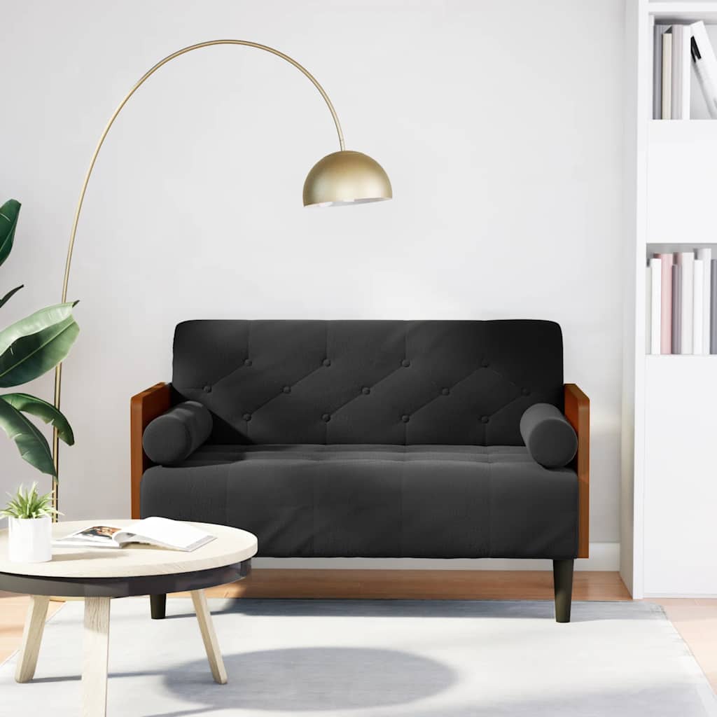 vidaXL Loveseat bank met bolsters kussens lichtgrijs 110 cm fluweel