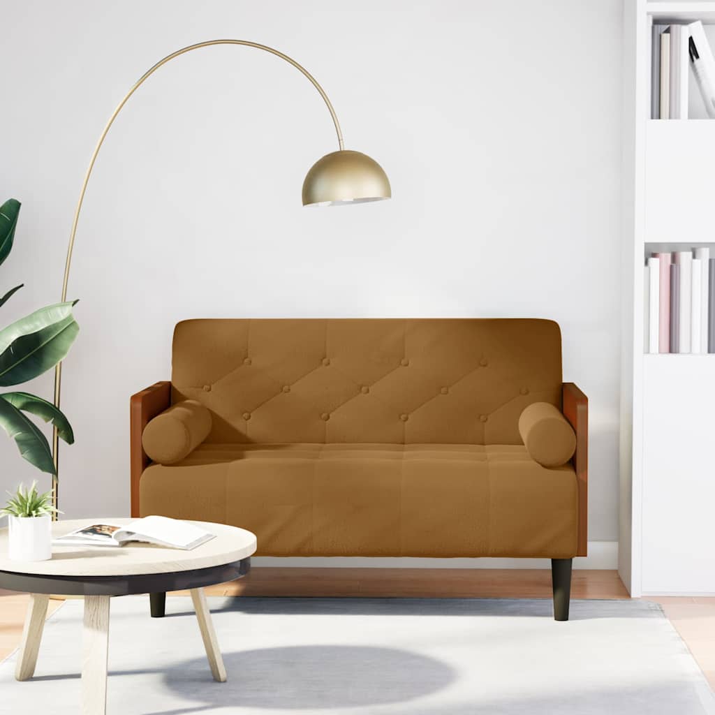 vidaXL Loveseat bank met bolsters kussens lichtgrijs 110 cm fluweel