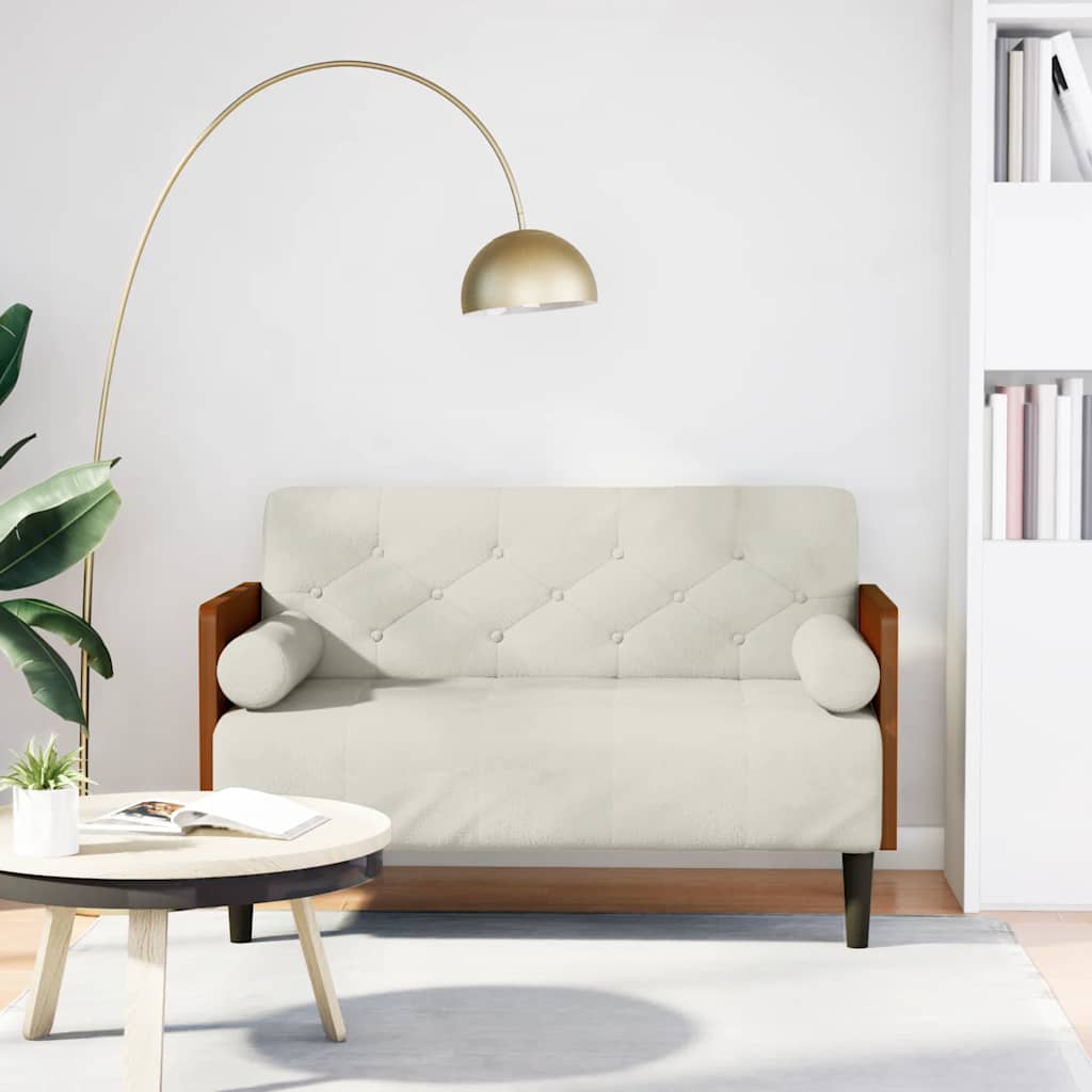 vidaXL Loveseat bank met bolsters kussens lichtgrijs 110 cm fluweel