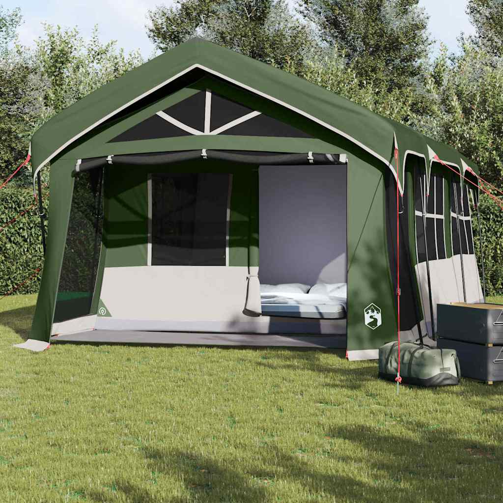 vidaXL Gezinstent met dak Groen en Wit 620 x 322 x 240 cm Polyester