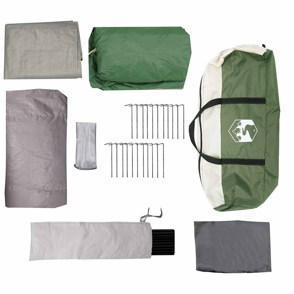 vidaXL Gezinstent met dak Groen en Wit 620 x 322 x 240 cm Polyester