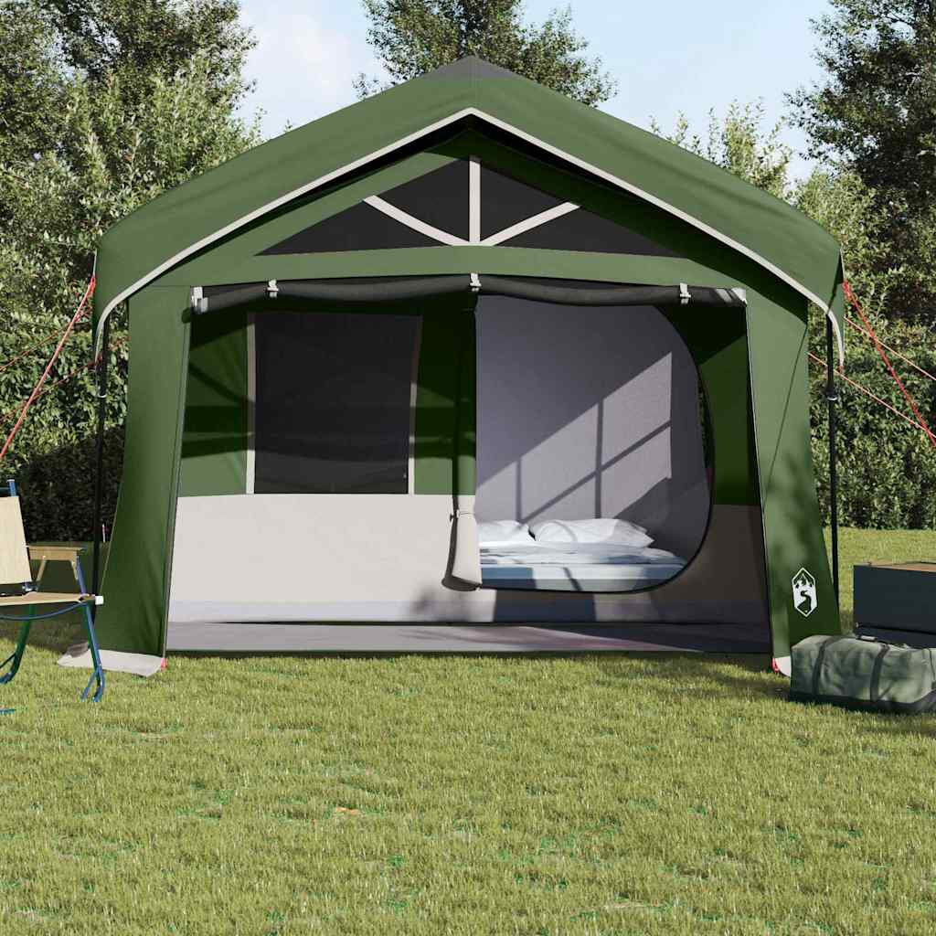 vidaXL Gezinstent met dak Groen en Wit 620 x 322 x 240 cm Polyester