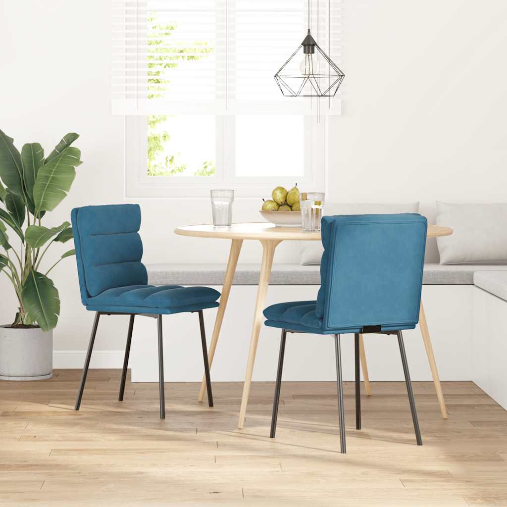 vidaXL Eetkamerstoelen 4 st fluweel blauw - Aashly