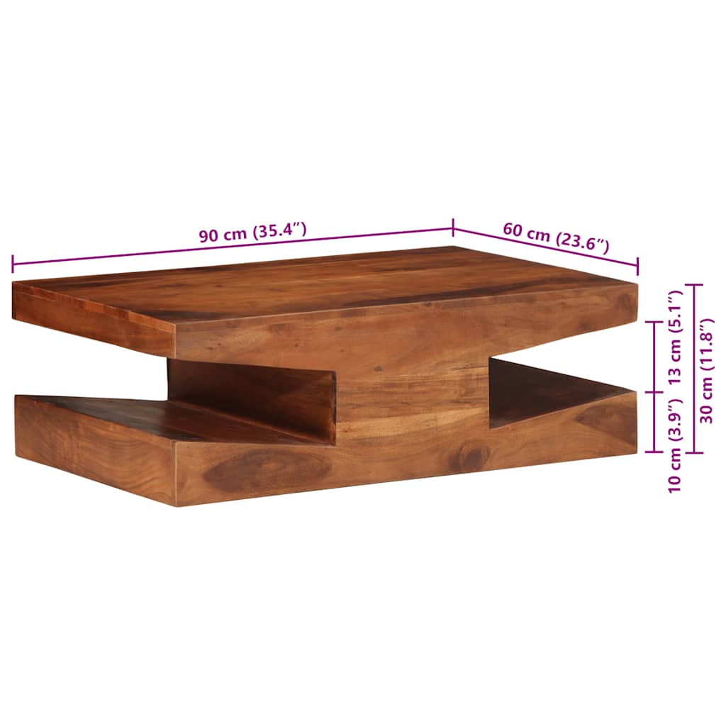 vidaXL Salontafel 90x60x30 cm massief acaciahout