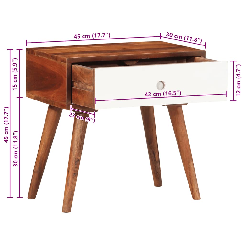 vidaXL Bijzettafel 45x30x45 cm massief acaciahout
