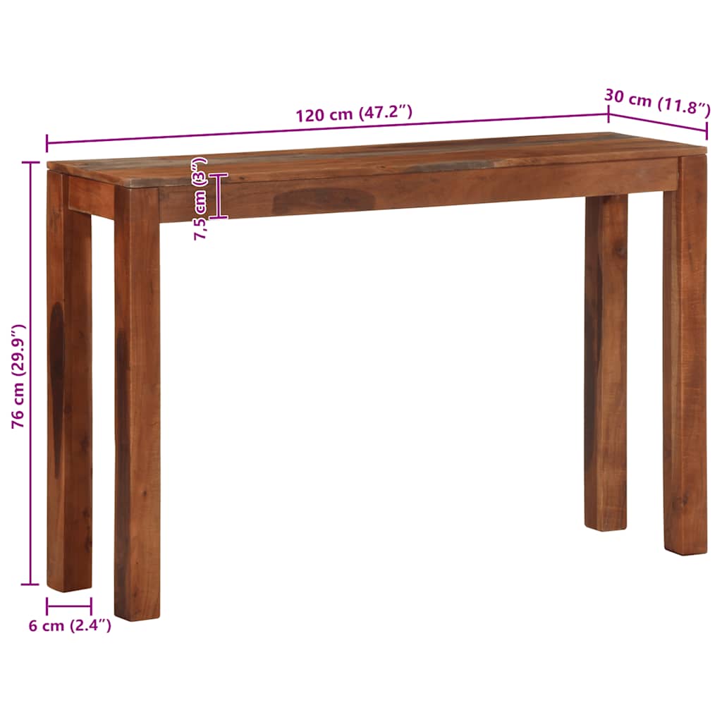 vidaXL Wandtafel 120x30x76 cm massief acaciahout